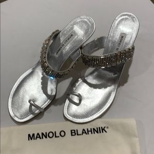 Manolo Blahnik, embellished, leather heels.
